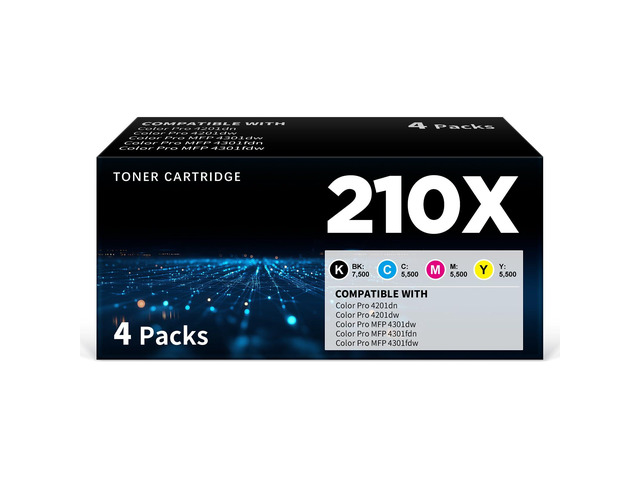 210X Toner Cartridges Compatible Replacement for HP 210X W2100X W2101X W2102X W2103X 210A High-Yield Works with HP Color Pro 4201dw 4201dn MFP...