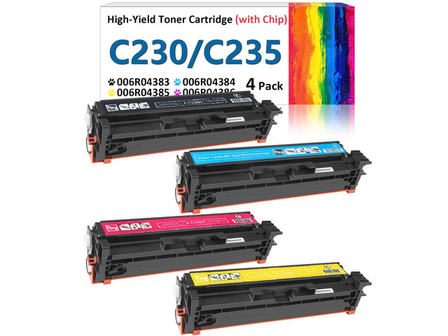 for Xerox C235 C230 Toner Cartridge (with Chip),Replacement 006R04383 006R04384 006R04385 006R04386 Compatible with Xerox C235DN/C230DNI Color...