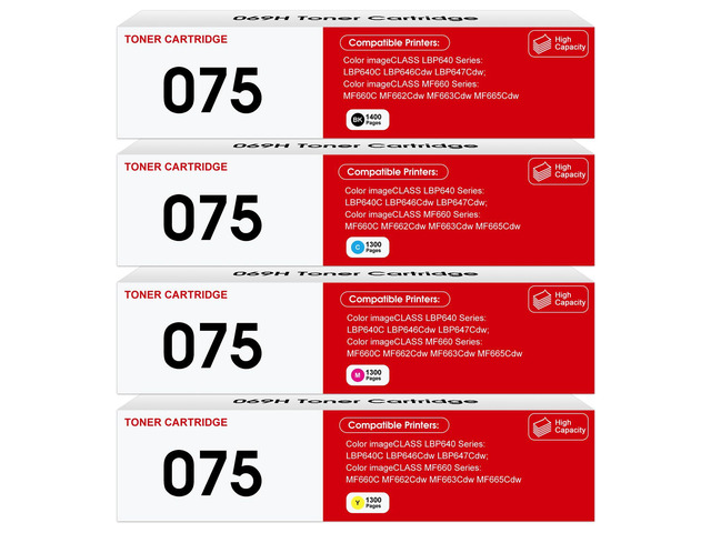 075 Toner Cartridge Set 4-Pack MF663Cdw MF665Cdw LBP646Cdw Toner Compatible for Canon 075 075H for Color imageCLASS MF662Cdw LBP647Cdw LBP640c...