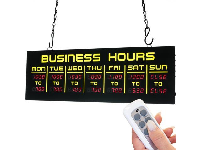 Digital Business Hours Sign by ELEMENT LUX - Electronic Programmable Hours of Operation Signs for Business with Ultra Bright LEDs for Glass Door -...