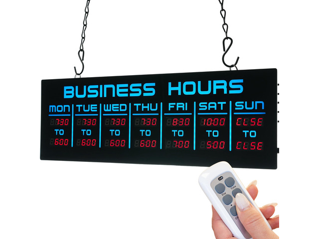 Digital Business Hours Sign by ELEMENT LUX - Electronic Programmable Hours of Operation Signs for Business with Ultra Bright LEDs for Glass Door -...