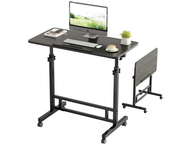 Adjustable Standing Desk - Rolling Portable Desk for Home Office, Black Portable Rolling Desk, Small Standing Desk with Wheels for Walking Pad,...