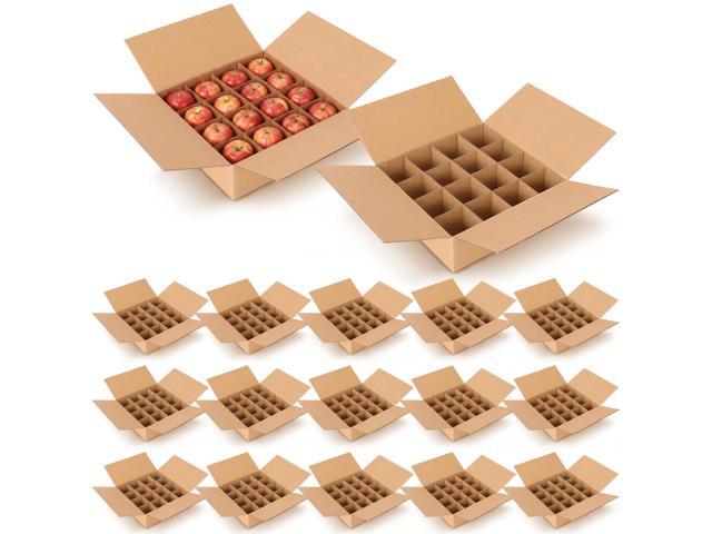 16 Pack 13 x 13 x 4 Inch Corrugated Cardboard Boxes with Divider Box Cardboard Divider Kit for Ornament Storage, Mason Jars Moving Storage...