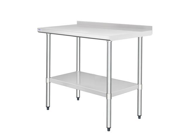 HARDURA Stainless Steel Table with Backsplash Metel Prep Table Commercial Kitchen Workbench 24x48 Inches NSF