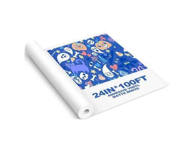 23.62 Inch x 100 ft Matte Printable Adhesive Vinyl Roll, Waterproof Inkjet Sticker Paper with 2 Inch Core for Inkjet Printers Office DIY Factory...