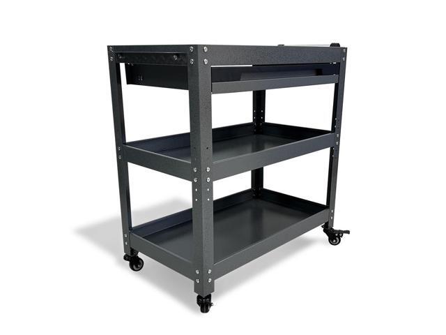 Metal 3 Tier Rolling Tool Cart with Drawer, Steel Utility Cart on Wheels, for Warehouse Garage Workshop