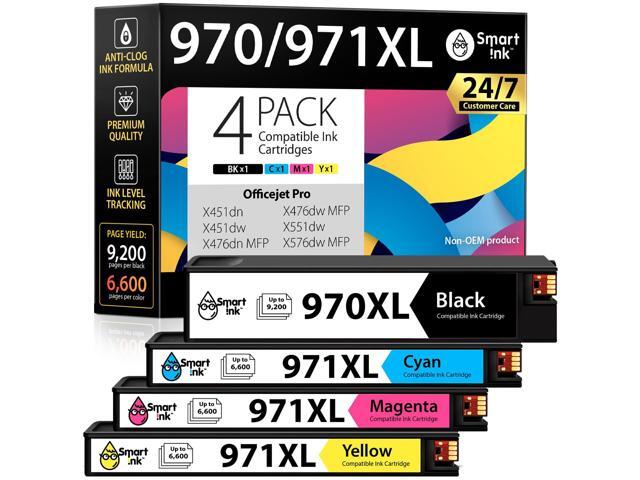Compatible Ink Cartridge Replacement for HP 970XL 971XL HP 970 XL 971 XL Filled with Kodak Ink (4 Pack, Black & Cyan/Magenta/Yellow) for HP.