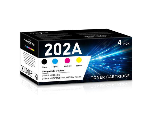 202A Toner Cartridges 4-Pack (1 Black,1 Cyan,1 Yellow,1 Magenta) Replacement for HP 202A CF500A CF501A CF502A CF503A use for Color Pro M254...