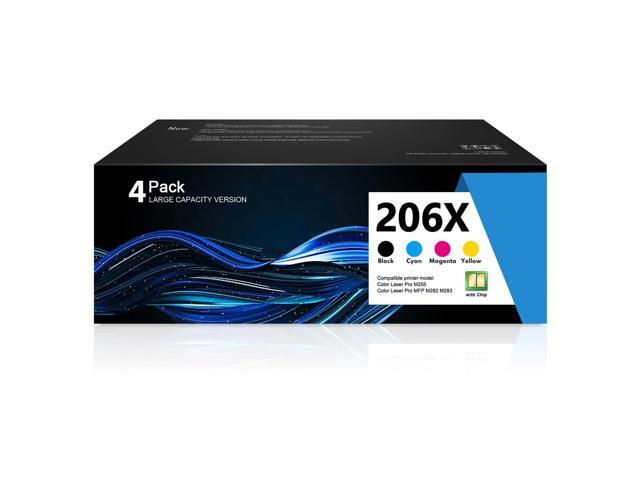 206X Toner Cartridge 4 Pack High Yield Replacement for HP 206X 206A W2110X W2111X W2113X W2112X Compatible with Color Laser Pro M255dw M255nw MFP.