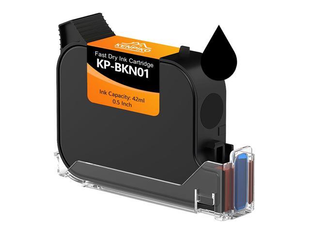0.5inch/12.7mm Black Fast Dry Ink Cartridge KP-BKN01 for Handheld Inkjet Printer KP-N01, 42ml Solvent Quick-Drying Ink Cartridge Replacement - Black