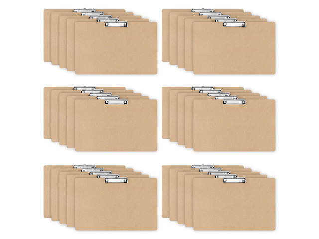 32 Pcs 11x17 Clipboard Wooden Horizontal Lap Board Extra Large Wood Clip Board with Low Profile Clip Desk Brown Landscape for Drawing Sketch Art...