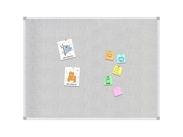 Linen 48 x 36 Inch Cork Bulletin Board, Grey Linen Fabric Pinboard Silver Aluminum Frame Message Notice Wall Mounted Cork Board for Home Kitchen...