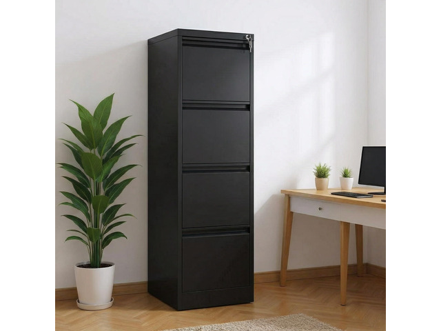 4 Drawer File Cabinet with Lock, Vertical Metal Filing Cabinet Organizer for Home Office, Heavy Duty Files Cabinets Lockable Storage Drawer for...