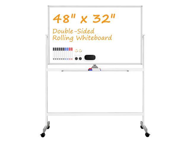 Rolling White Board on Wheels, 48' x 32' Large Dry Erase Board with Stand, Big Rolling Whiteboard for Home, Office, School (48' x 32')
