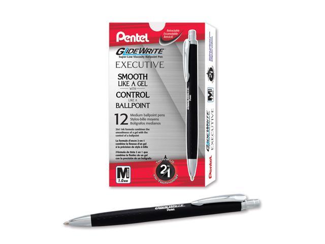 Glidewrite Executive Ballpoint Pen, (1.0mm) Medium Line, Black Metal Barrel, Black Ink, Box of 12 (BX970A-A)