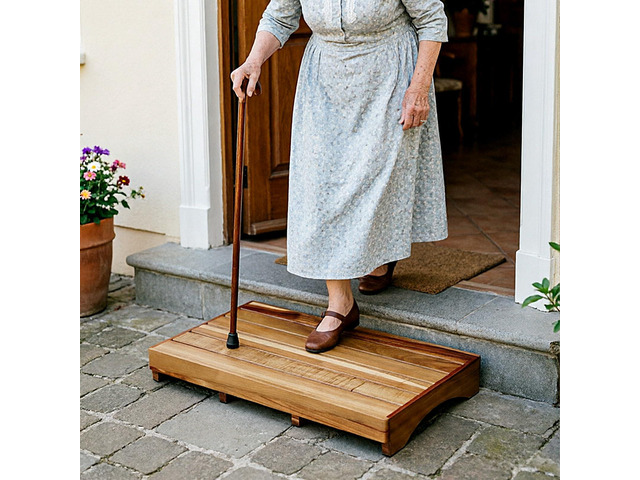 Acacia Wood Bed Step Stool for Adults Elderly Kids, Height 3.5 inches Wooden Stepping Platform for Bedroom Bathroom Kitchen Porch Garden Outdoor,...