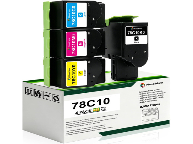 78C10K0 78C10C0 78C10M0 78C10Y0 Compatible Toner Cartridge for Lexmark CS521 CS622 CS421 CX421 CX522 CX622 CX625 CS421dn CS521dn CS622de CX421adn...