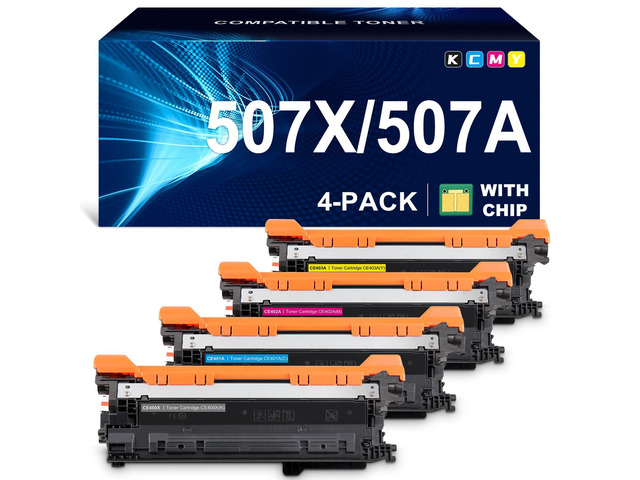 507X Toner Replacement for HP 507A 507X Toner Cartridge 4-Pack Color Set Compatible for CE400X CE401X CE402X CE403X CE400A CE401A CE402A CE403A...