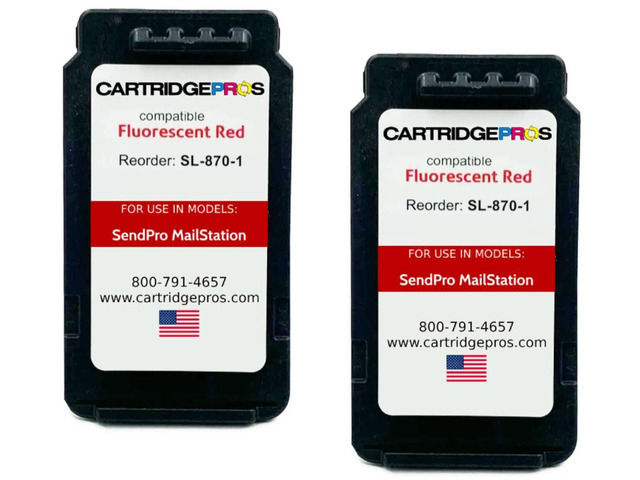 2-Pack Made in The USA - Red Ink Cartridge SL-870-1 Replacement for New SendPro Mailstation (CSD1) Postage Machines