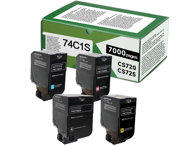 CS720 High Yield Toner Cartridge Compatible with Lexmark CS725 CX725 CS720 Replacement for 74C1SK0 74C1SC0 74C1SM0 74C1SY0.4-Pack
