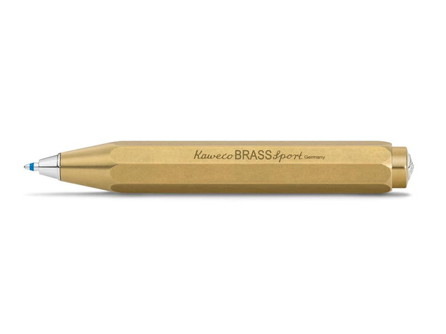 BRASS SPORT Ball Pen I Retractable Ballpoint Pen with Standard D1 Refills in a nostalgic Tin Box I Metal Ball Pen 10.5 cm