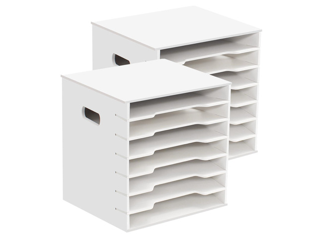 2PCS 7 Tiers 12' x 12' Scrapbook Paper Storage, Cardstock File Organizer with Adjustable Shelves, Construction Paper Organizer, Desktop File for...