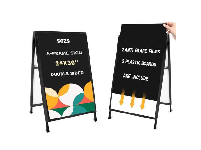24x36 Inches Double Sided Heavy Duty Slide-in Folding A-Frame Sidewalk Curb Sign Stand Display Poster Boards Poster Holder Frame Chalkboard Sign,.