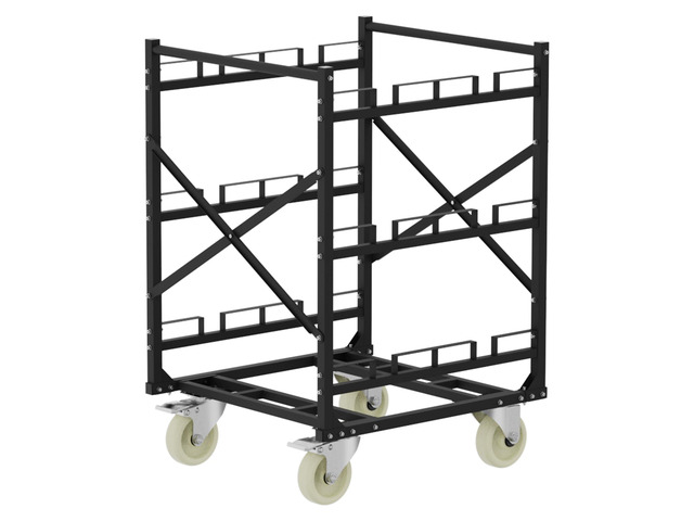 Stanchion Post Cart 6 Posts Ideal for High-Traffic Areas Crowd Control Stanchion Cart with Lockable Wheels, Easy to Assemble Post Storage Cart