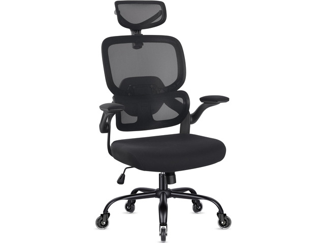 Office Chair Ergonomic Chair with Flip up Armrests, Adjustable Lumbar Support Computer Chair with Breathable Mesh Back Home Office Computer Chairs...