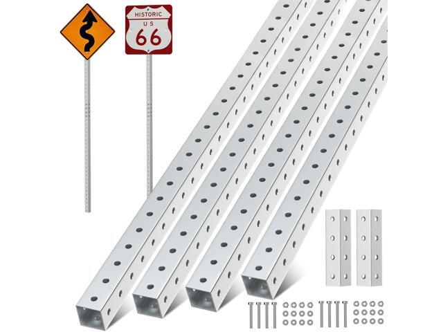 2-Pack 2' x 2' Square Sign Post 6 ft, Square Tubing with 7/16' Pre-Drilled Holes, Heavy Duty Galvanized Steel Tube, Perforated Metal Post for Real...