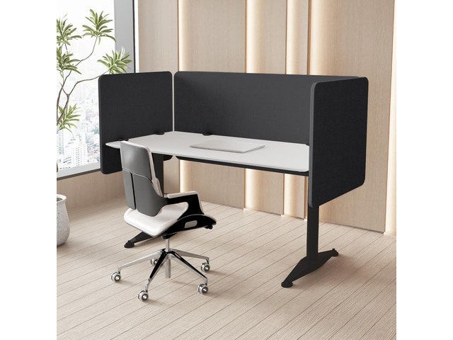 47.2' Desk Divider Panels Set, Soundproof Privacy Shield, Dark Grey Set Of 3 Acoustic Panels, Enhances Privacy & Reduces Noise, Durable Fabric,...
