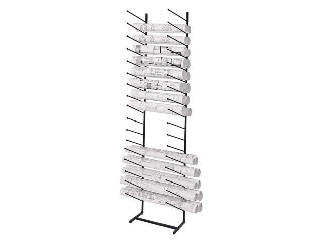Blueprint Storage Rack,16-Tier Metal Poster Display Rack Wall Mount Blueprint Holder for Office Construction Engineering Vertical Poster Storage...