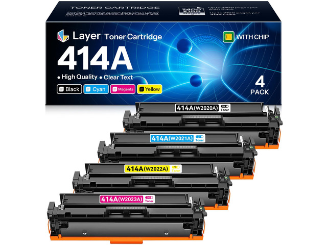 414A Toner Cartridges(with Chip) Compatible 414A W2020A Replacement for HP 414A Color Pro MFP M479fdw M479fdn M454dw M454dn M479 M454 Toner...