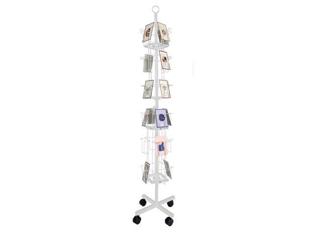Greeting Card Rack: Enhance Your Display with a 24-Pocket Rotating Countertop Solution for Postcards, Brochures, and Greeting Cards (White, 65H -...
