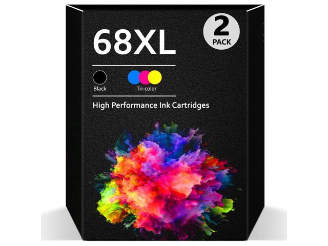 68XL 68e 1330 high pages for 1 Black and 1 Tri-Color ink cartridge for envy 6155e 6555e Remanufactured HP68 68XL Compatible for HP Envy 6100e 6500e.