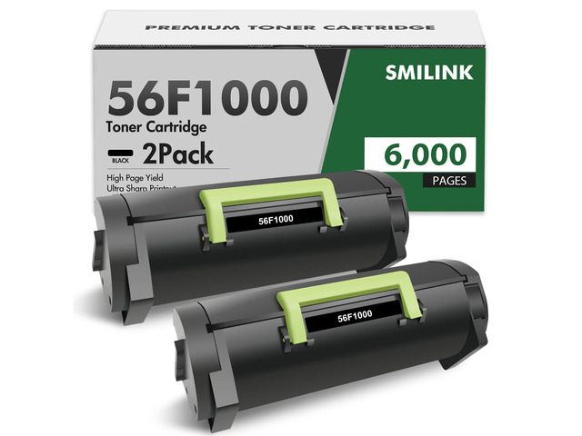 56F1000 56F1H00 MS521 Black Toner Cartridge 56F1000 MS621 Printer 2 Pack Remanufactured for MS321 MS421 MS622 MX321 MS521Dn MS321dn MX521de...
