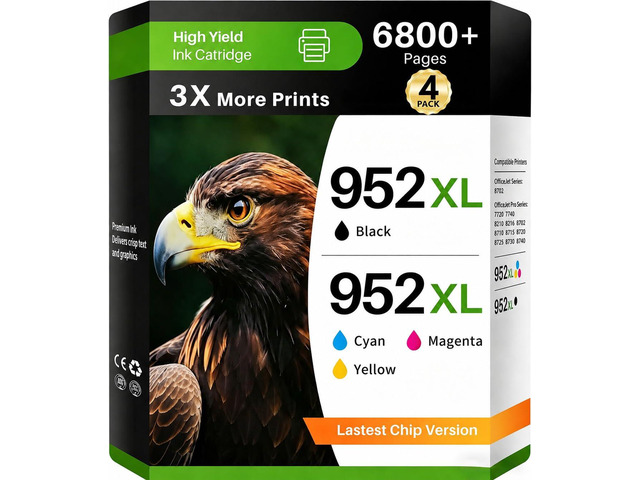 952XL Ink Cartridges Black Color Combo Pack Compatible for HP 952 XL for HP OfficeJet 8702 OfficeJet Pro 7720 7740 8210 8216 8710 8715 8720 8725...