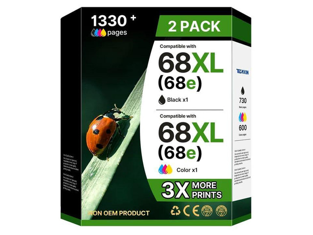 68XL 68e for HP 68 Ink Cartridges, Compatible for HP 68 Ink Cartridges Black/Color Combo Pack, High Yield for HP Ink 68 Work with Envy 6155e 6555e...
