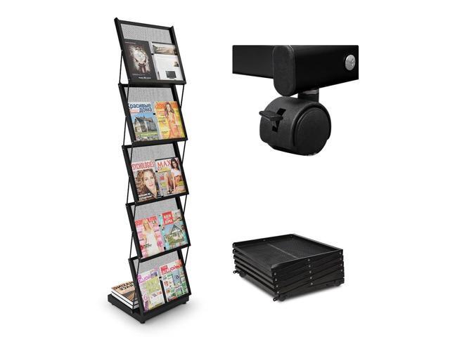 brochure display stand & Foldable Magazine Rack with 5 Pockets for Exhibition and Trade Show (17.7'X14.5'X63')
