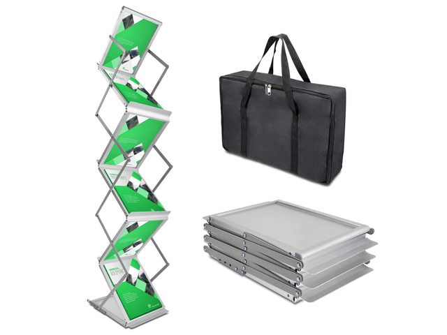 6 Pockets Collapsible Literature Rack for Trade Shows, Metal Floor Standing Literature Stand Catalog Rack Brochure Rack Flyer Holder Pamphlet...