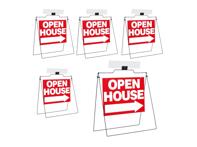 5 Pack Open House Signs 32'' x 28'' A Frame Metal Stand 18'' x 24'' Sign Panels Double Sided Real Estate Yard Signs Foldable Real Estate Open House...