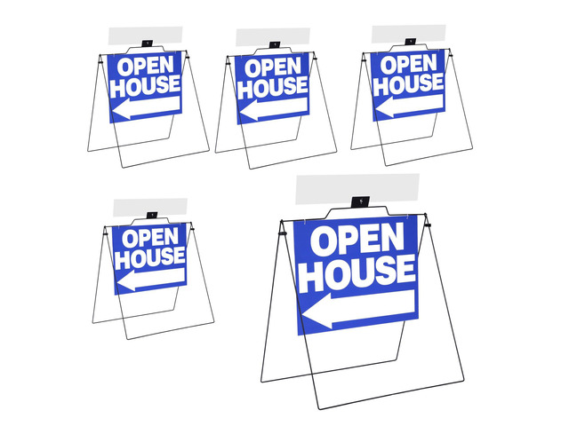 5 Pack Open House Signs 32'' x 28'' A Frame Metal Stand 18'' x 24'' Sign Panels Double Sided Real Estate Yard Signs Foldable Real Estate Open House...