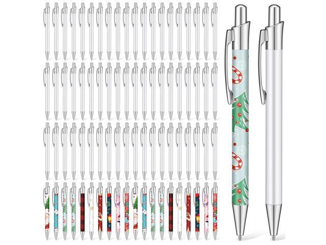 90 Pcs Sublimation Pen Blank Heat Transfer Sublimation Ballpoint Pen with Clip Shrink Wrap White Aluminum Customized Gift Personalized Favor for.