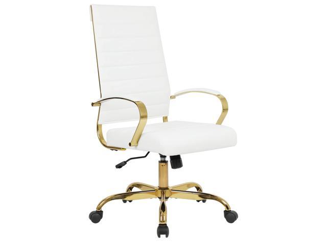Home Office Chair High Back Executive Chair Ribbed PU Leather Computer Desk Chair with Armrests Soft Padded Adjustable Height Swivel Conference.