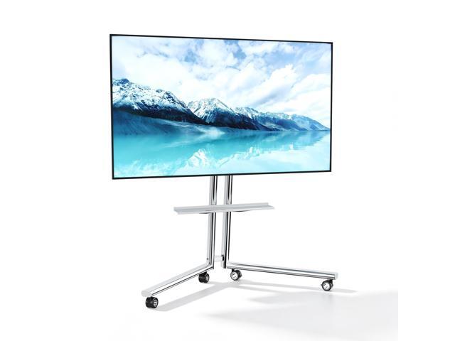 Easel Rolling TV Stand with Shelf Minimalist Stainless Steel for 32-75' TVs Chrome TV Stand, Mobile TV Cart with 360° Wheels, Portable Floor TV...