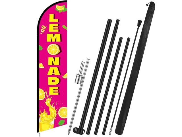 Lemonade Feather Flag with Pole Kit 15 ft Banner Sign for Business Advertising Feather Flag Sign with Flagpole for Outside Garden Business Store Party