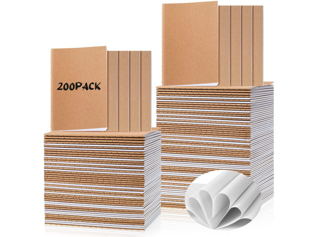 200 Pack Small Notebooks Bulk, A6 Pocket Notebook,Brown Kraft, Blank Unlined, Mini Journals, Mini Sketchbooks, for Travelers Home Office School...