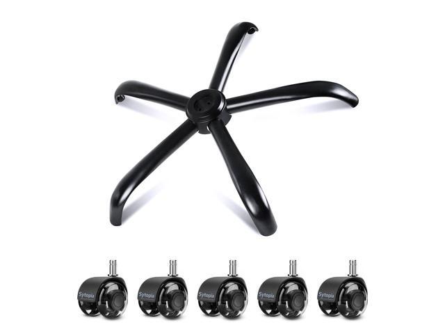 28'(70 cm) Metal Heavy Duty Office Chair Base Replacement with 5 Wheels, 2500 Lbs, Desk Chair Gaming Base Replacement Parts, Matte Black