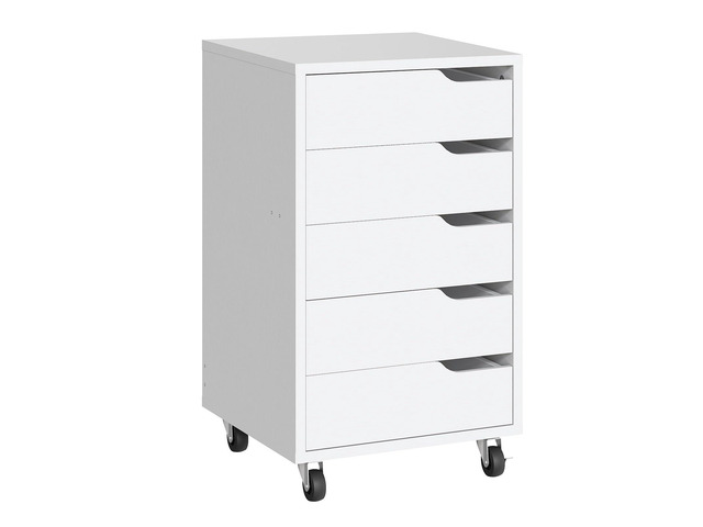 5-Drawer File Cabinet, Under Desk Mobile Filing Cabinet with Wheels, Rolling Office Storage Cabinet, Wooden Printer Stand, for Home Office, Living...