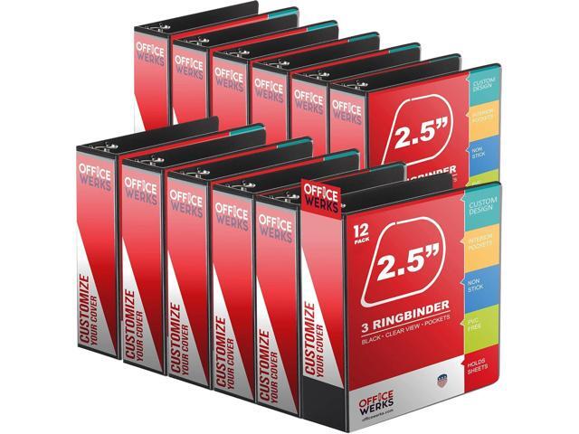 12 Pack of 2.5 Inch 3 Ring Binder with Locking Angle D Rings, Professional Heavy Duty Large Storage Binder with Pockets, Fits 8.5 x 11 Inch Sheets,.